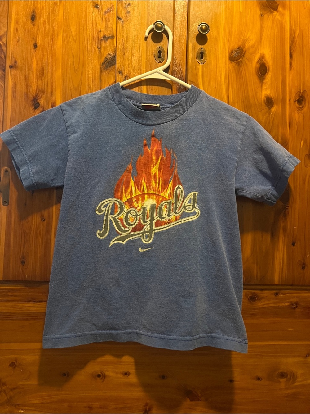 Nike Blue 'Royals' Flame Graphic Kids Tee